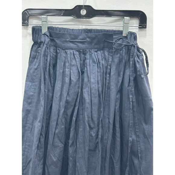 Peserico Midi Wrap Skirt Womens 0 Blue Cotton Flowy Summer Boho Pleated Italy - Picture 3 of 11
